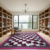 Bold Pink Black Houndstooth Geometric Area Rug
