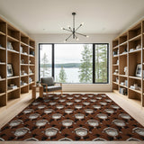 Brown Tan Feather Heritage Tribal Rug