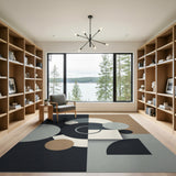 Modern Geometric Grey Tan Circles Area Rug