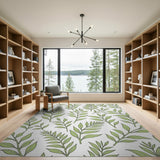Floral Vintage Green Fern Leaf Pattern Area Rug