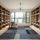 Blue Patchwork Woven Area Rug