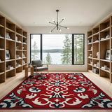 Red Persian Motif Area Rug