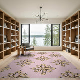 Pink Zebra Floral Pattern Area Rug