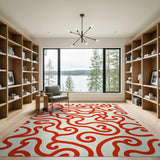 Bold Red Bold Red Swirl Abstract Area Rug