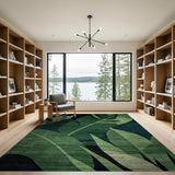Lush Green Abstract Leaf Area Rug