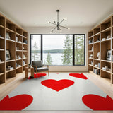 Red Playful Red Hearts Scatter Area Rug