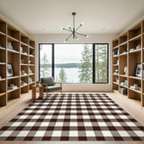 Brown Checkered Farmhouse Area Rug