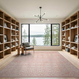 Pink Blush Pink Geometric Lattice Area Rug