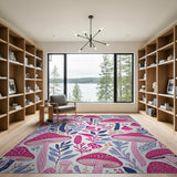 Whimsical Pink Mushroom Meadow Area Rug