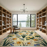 Daffodil Forget-Me-Not Floral Pattern Rug