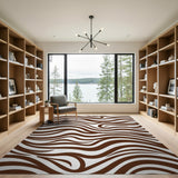 Wavy Brown Zebra Print Area Rug