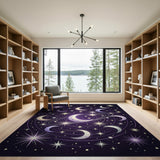 Mystic Purple Moons Orbit Area Rug