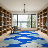 Playful Blue Clouds Kids Area Rug