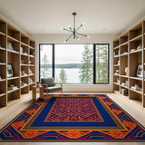 Navy Geometric Maze Area Rug