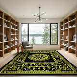 Ornate Yellow Medallion Persian Area Rug