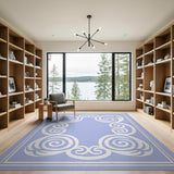 Pale Blue Ornate Swirl Border Area Rug