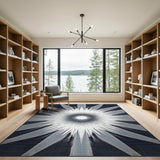 Black White Sunburst Area Rug