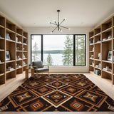 Brown and Tan Southwestern Geometric Diamond Area Rug