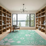 Mint Green Snowflake Area Rug