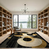 ODIKA Art Deco Geometric Washable Area Rug - Luxury Black & Gold Low Pile Non-Slip Carpet