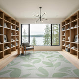 Elegant Green Leaves Area Rug