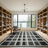 Geometric Black White Grid Rug