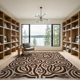 Brown Tan Heritage Tribal Swirl Area Rug
