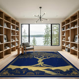 Golden Tree of Life Starry Night Area Rug