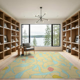 Teal Leaves and Golden Corn Multi-Color Area Rug
