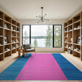 Pink Teal Blue Striped Woven Area Rug