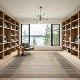 Tan Beige Striped Geometric Area Rug