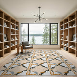 Geometric Puffin Diamond Area Rug