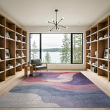 Abstract Area Multi-color and Patterns Purple Wave Abstract Area Rug