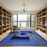 Blue Geometric Vortex Area Rug