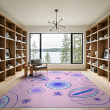 Whimsical Pink Eyes Stars Kids Area Rug