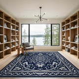 Navy Blue Intricate Floral Persian Rug