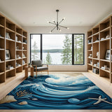 Moonlit Great Wave Ocean Area Rug