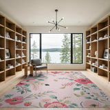 Pink Peony Blush Pink Peony Floral Area Rug