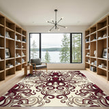 Red Octopus Swirl Area Rug