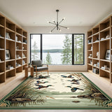 Flying Mallard Ducks Marsh Area Rug