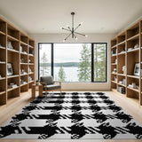 Houndstooth Black White Geometric Area Rug