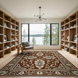 Ornate Brown Persian Floral Area Rug