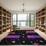 Sparkling Cosmic Glitter Stars Area Rug