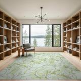Delicate Mint Green Leaf Pattern Area Rug