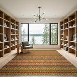 Vibrant Orange Striped Southwestern Rug