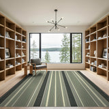 Grey Textured Grey Vertical Stripe Area Rug