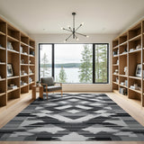 Bold Black White Geometric Zigzag Black and White Area Rug