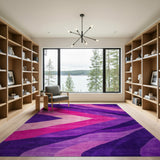 Purple Geometric Wave Area Rug