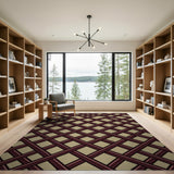 Maroon Lattice Crisscross Area Rug