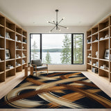 Brown Tan Abstract Brushstroke Area Rug